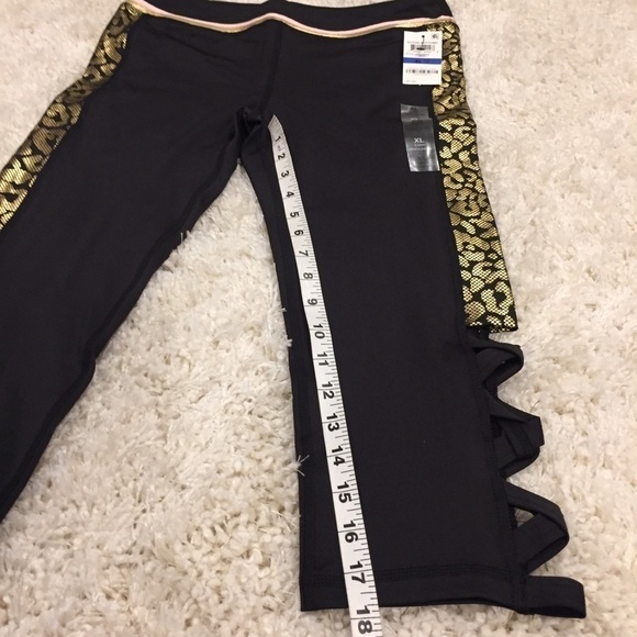 Ideology Junior girls Gold Pattern Pull on Black Caged Capri Leggings XL - Picture 10 of 16